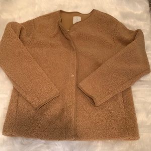 Joie Super Soft Teddy Sherpa Snap Front Jacket | Camel  0729998. Small